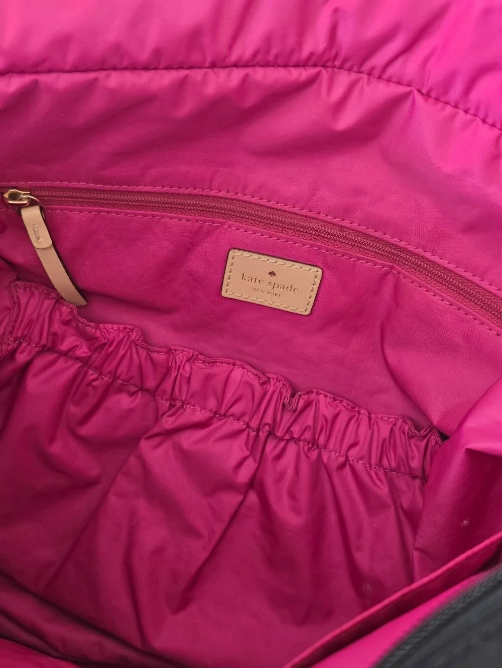 Kate Spade Black And Pink Nylon Tote Kennedy Park Honey Baby Bag Leather Straps